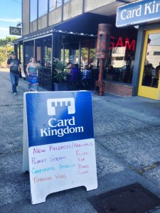 Corporate America's arrival announcement from Card Kingdom in Seattle. Photo courtesy of Andrew Federspiel.