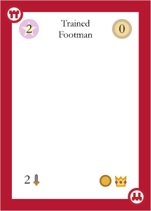 Trained Footman card from the first prototype of Shadow Throne.